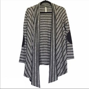 Handkerchief Hem Elbow Patch Open Cardigan